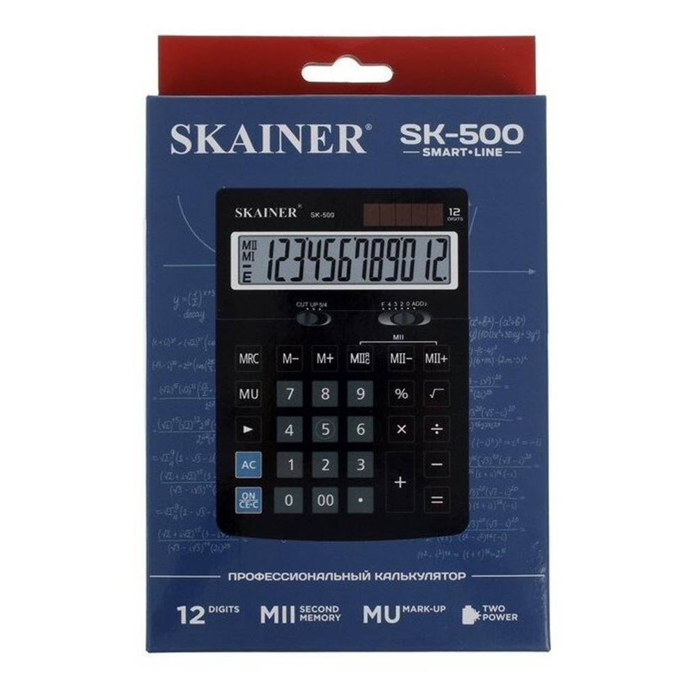 Калькулятор настольный SKAINER 12 Bit, LCD, 12.3*17.1*3.1 см, чёрный