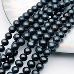 Жемчуг бусины, цвет черный, размер около 5-5,5 мм, цена отрезок 19 см (1/2 нити)
