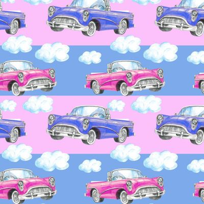 Ретро машины, лето, облака