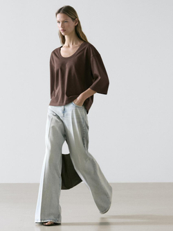 Massimo Dutti Футболка с высоким воротником, коричневый