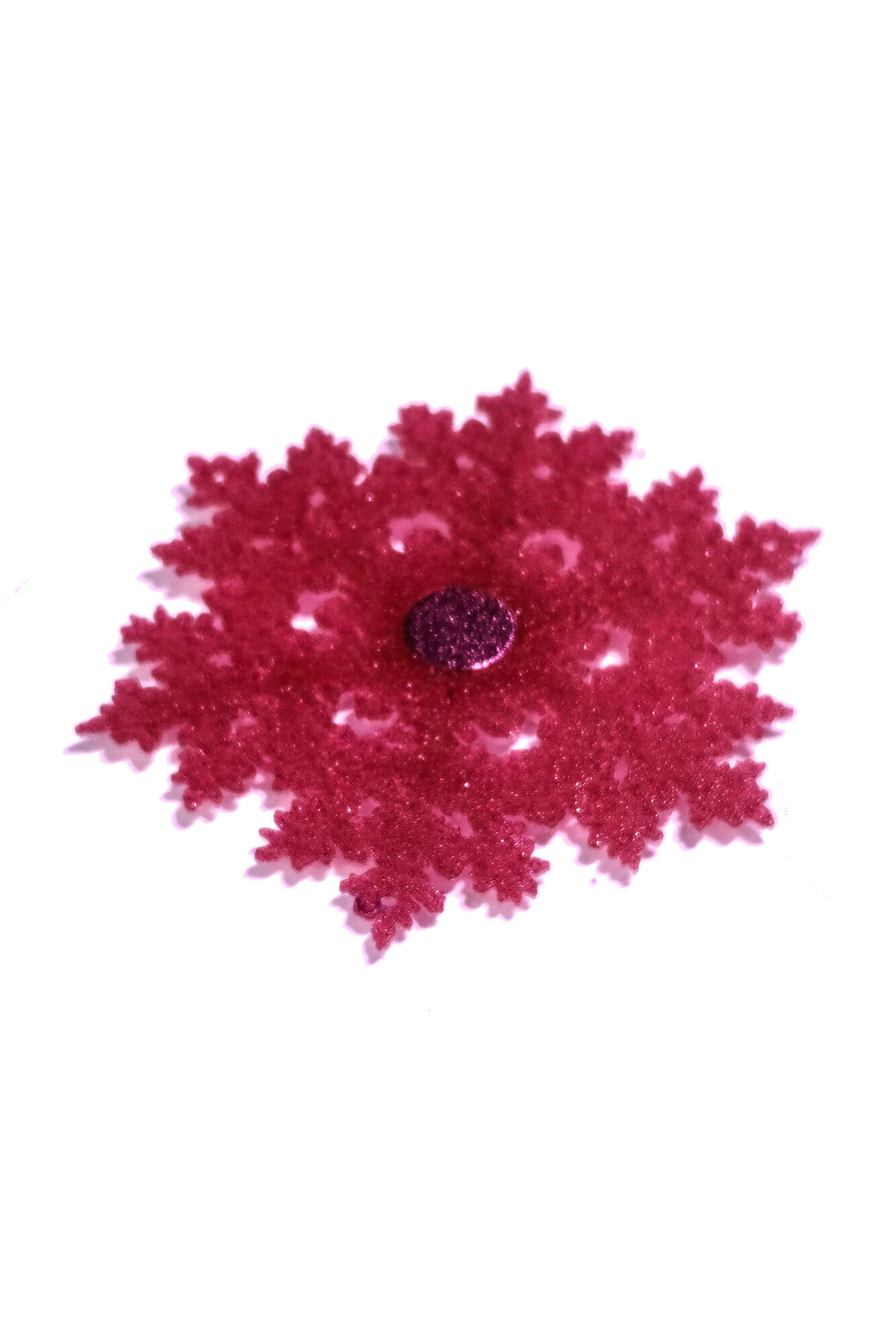 Новогодний магнит на холодильник снежинка, 3D печать, 10 см., красная