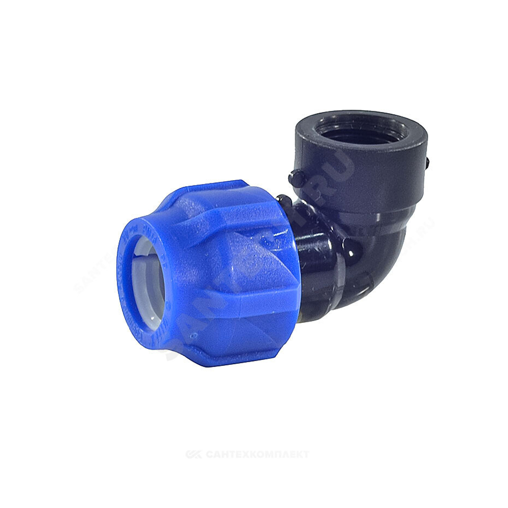 Отвод компрессионный ПЭ Дн 20х1/2"х90гр ВР Ру16 VALFEX 1210012320012
