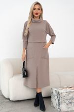 Платье трикотажное с разрезом (бежевый) Р11-2008/5 Nikol