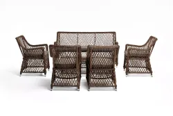 "Асти" лаунж-зона из искусственного ротанга на 6 персоны, цвет коричневый