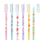 Ручка гелевая, пиши-стирай, Basir, синие чернила, серия "Сердечки и зверюшки", цветной корпус, 12 шт