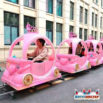 Детский поезд на рельсах с подсветкой «Принцесса», 5 кареток, 10 мест