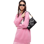 PECO Cow Leather Niche Versatile Bag Shoulder Bag, Crossbody Bag Small Unisex Black/Pink/Silver/Yellow