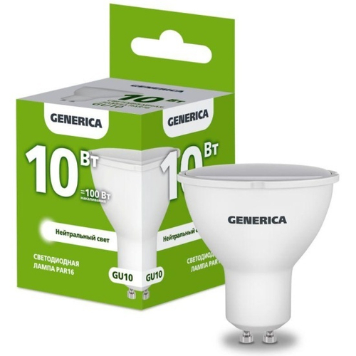 Лампа светодиодная MR16 10Вт 4000К GU10 IEK GENERICA