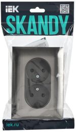 SKANDY Розетка 2-местная без заземления с защитными шторками 10А в сборе SK-R09N металл никель IEK