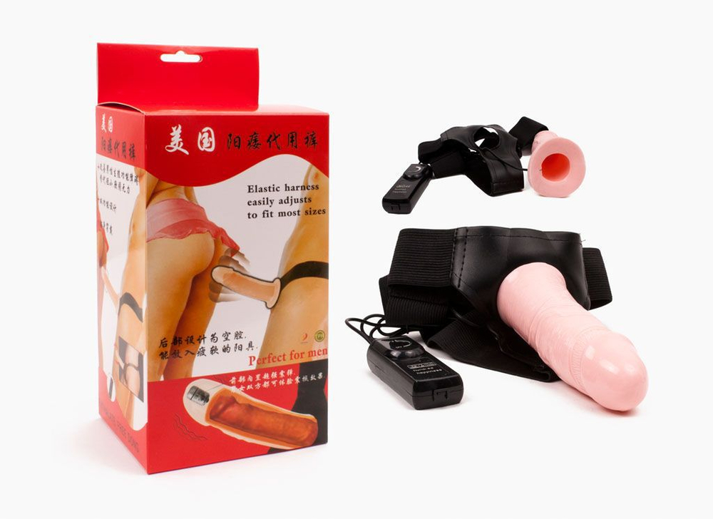 Страпон полый на трусиках Baile Mens Pants, вибрация, 16,5 см