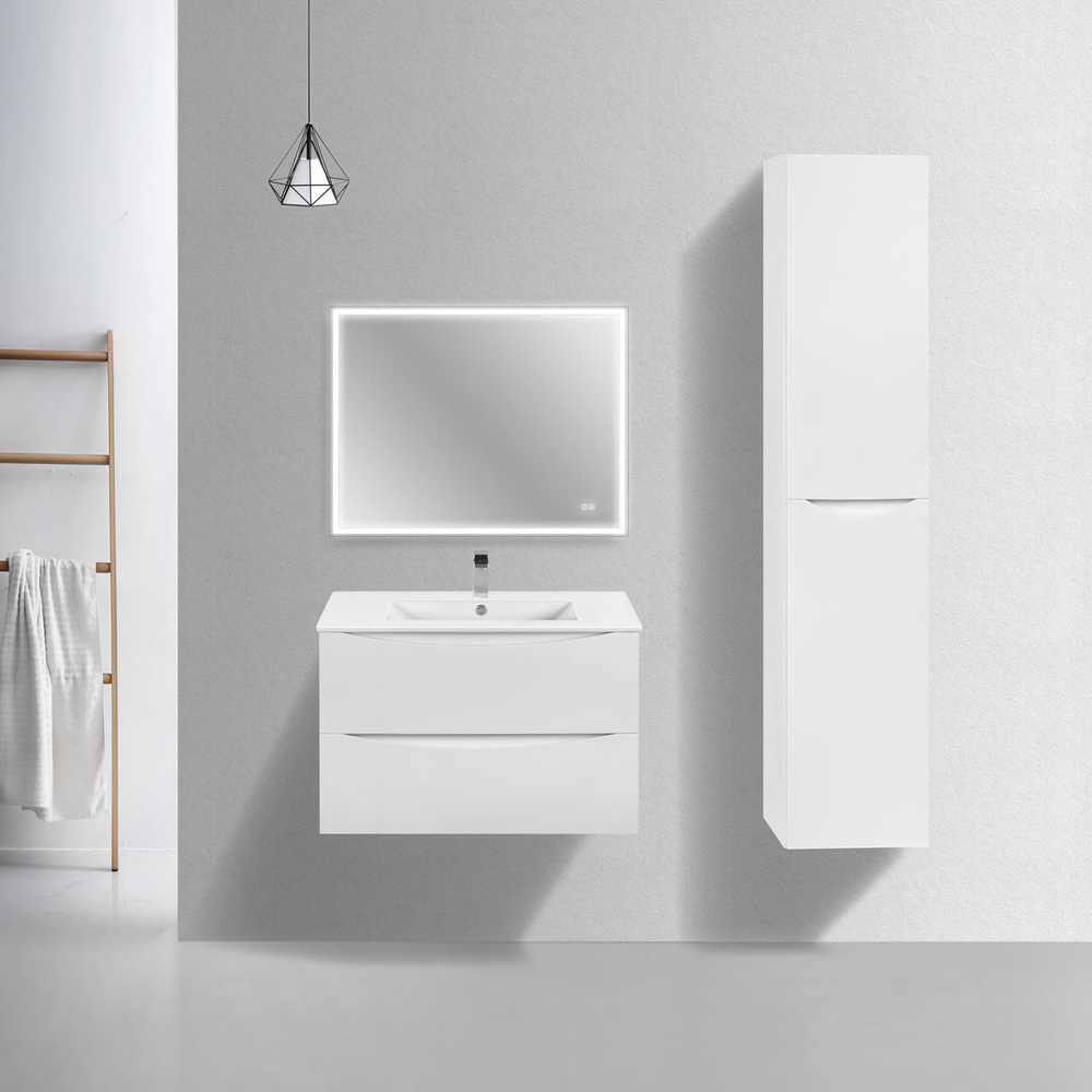 Тумба под раковину Vincea Mia Slim 800 подвесная, 2 выкатных ящика soft close, G.White