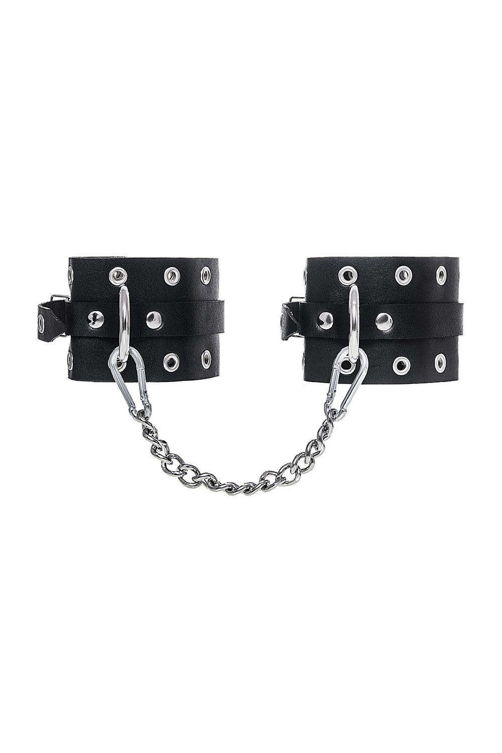 Черные кожаные однослойные оковы с люверсами (Цвет: черный)