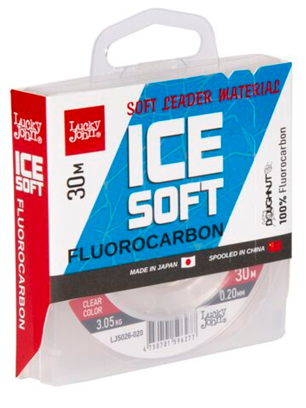 Леска монофильная зимняя Lucky John Ice Soft Fluorocarbon 30м, 0.20мм