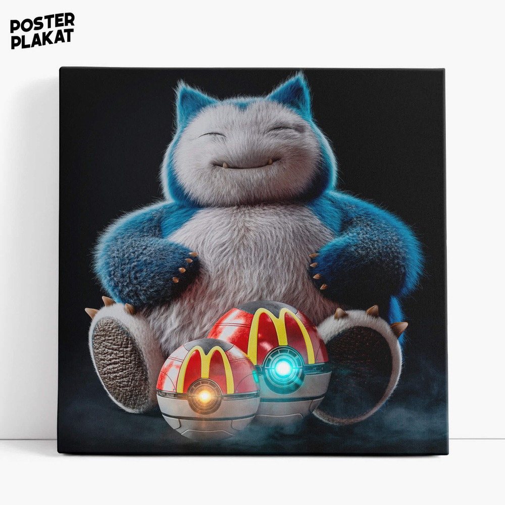 Картина для интерьера Снорлакс / Snorlax на холсте, персонаж вселенной Pokemon, холст с печатью на подрамнике, на стену, Постер Плакат