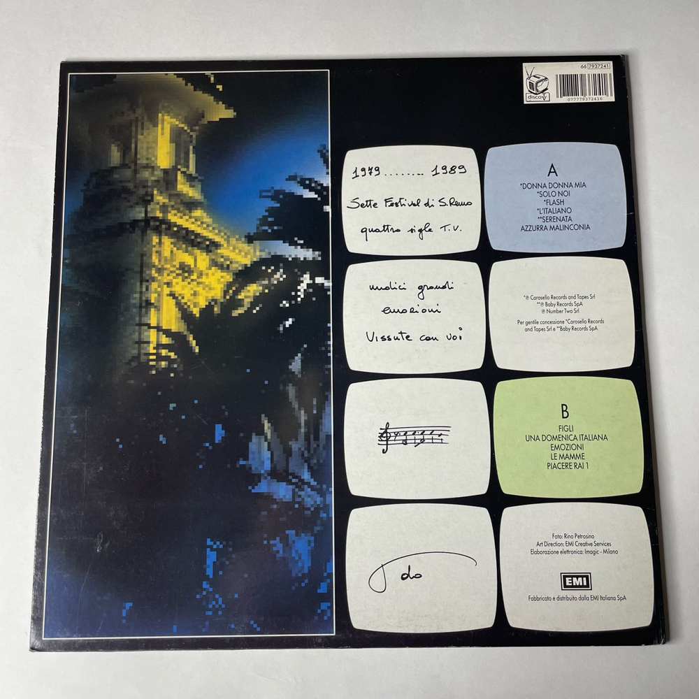 Винтажная виниловая пластинка LP Toto Cutugno Тото Кутуньо (Италия 1989)