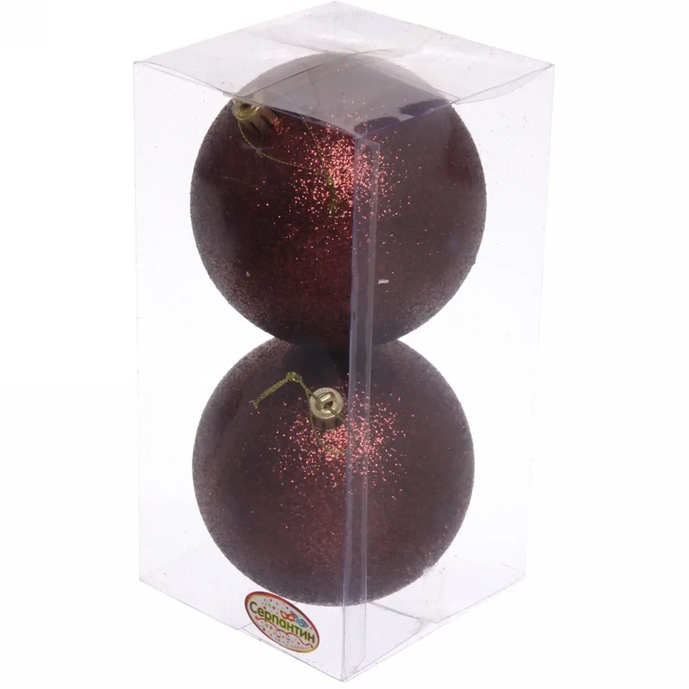 Новогодние шары 10 см (набор 2 шт) «Глиттер», шоколад