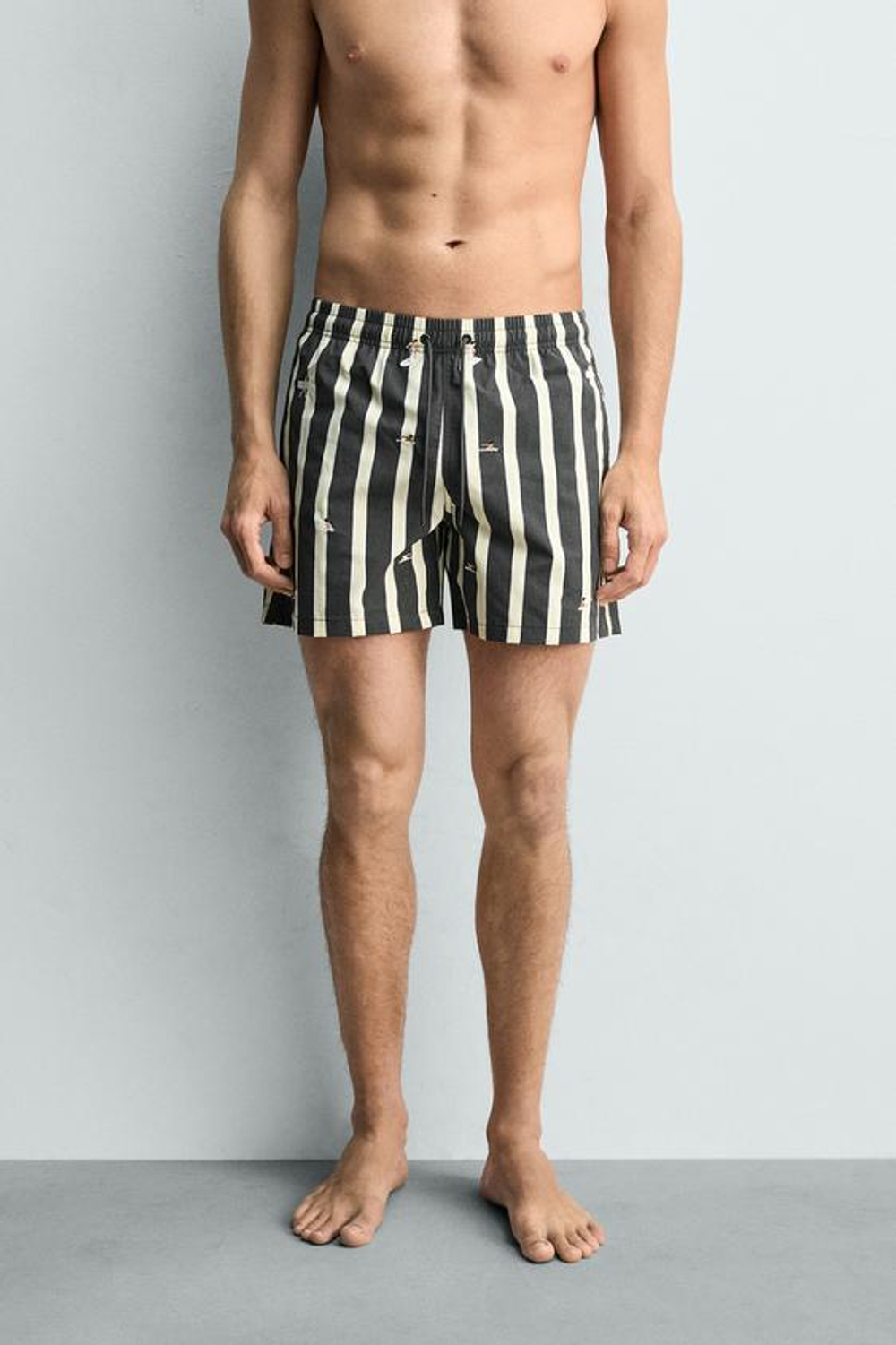 ZARA ПЛАВКИ С ВЫШИВКОЙ, СЕРЫЙ