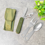 Нож туристический складной многофункциональный 3 в 1, вилка, ложка, YK01