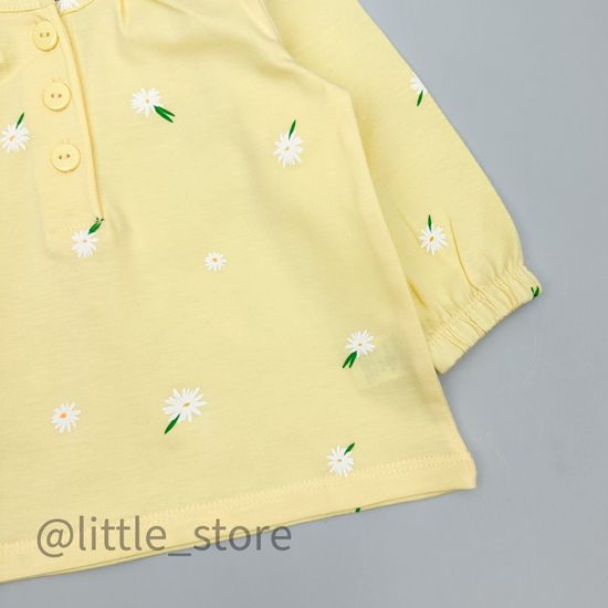 Лонгслив хлопковый "Летние цветы" бледно-желтый