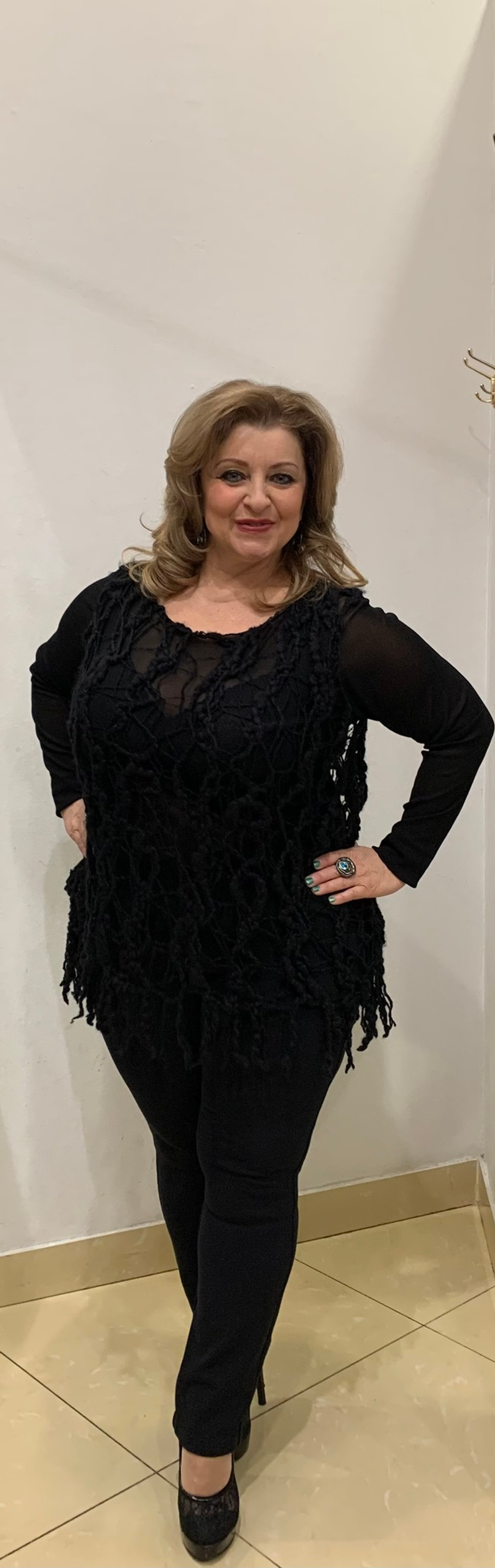 Черный комбинированный блузон-туника