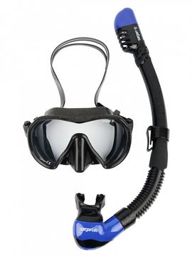 Набор маска+трубка в сумке Sargan Сталкер-М черный/синий