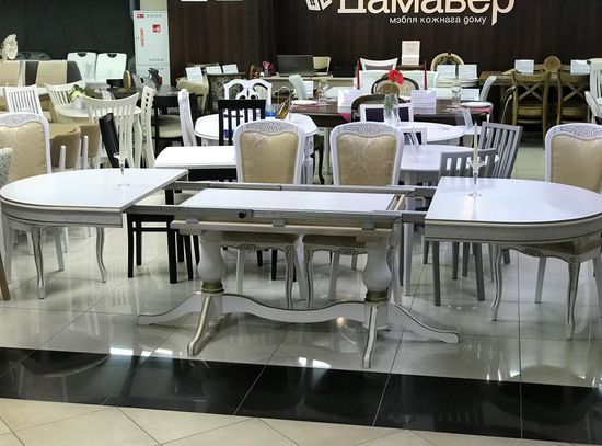 Стол Юкка (дуб/тон 1 с золотой патиной/ножка Люкс-1) 1050х1700(2150/2600/3050)