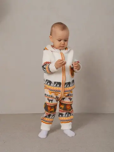 Вязаный комбинезон для новорожденных и малышей на молнии