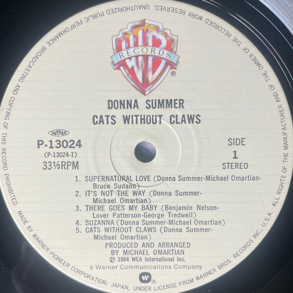 Donna Summer ‎– Cats Without Claws (Япония 1984г.)