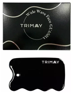 Натуральный керамический скребок гуаша для лица и тела Trimay Wide Wave