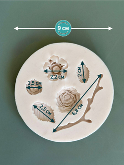 Молд силиконовый для творчества " Японский цветок 2" диаметр молда 9 см / Форма для мыла, воска, гипса и полимерной глины