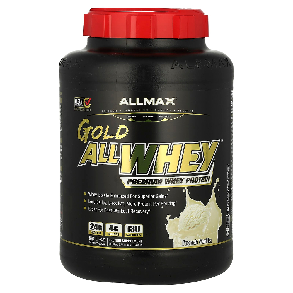ALLMAX, GOLD ALLWHEY®, сывороточный протеин премиального качества, французская ваниль, 2,27 кг (5 фунтов)
