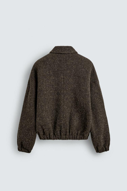 ZARA КУРТКА БУКЛЕ, ТЕМНО-ЗЕЛЕНЫЙ