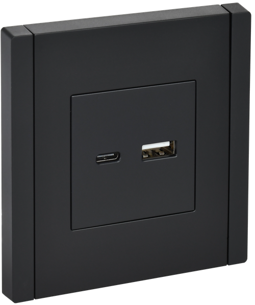 FORTE&PIANO Розетка USB A+C 18Вт FP151 черный IEK