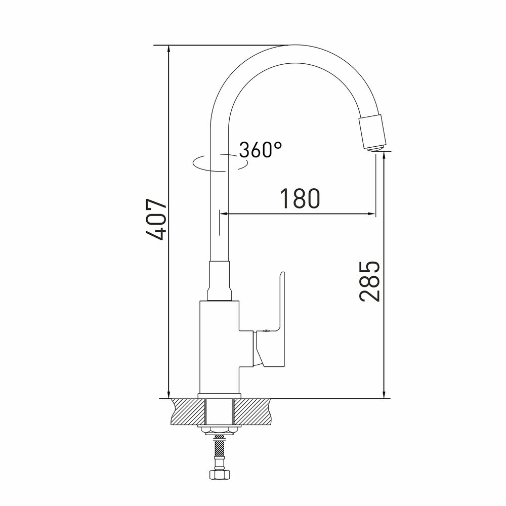 Смеситель для кухни 35к MIXLINE ML33-098 "City White" гибкий излив, б/отв, боковая ручка БЕЛЫЙ/ХРОМ
