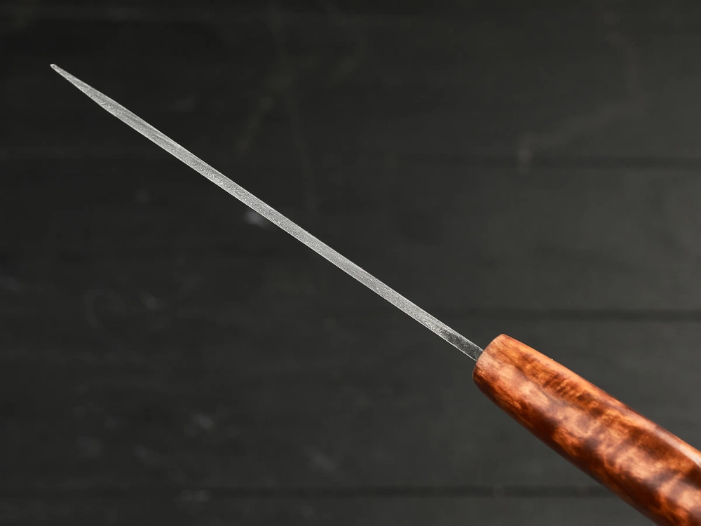 Нож шейный Ханты-Манси, дамасская сталь, рукоять мореная карельская берёза