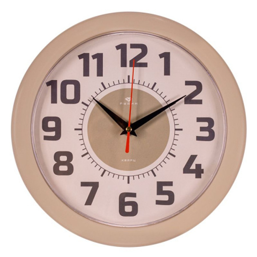 Часы настенные 24,5см пластик РУБИН Классика бежевый