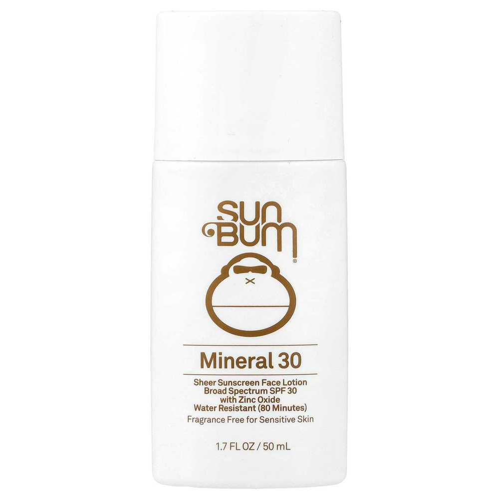 Sun Bum, Mineral, прозрачный солнцезащитный лосьон для лица, SPF 30, без отдушки, 50 мл (1,7 жидк. унции)