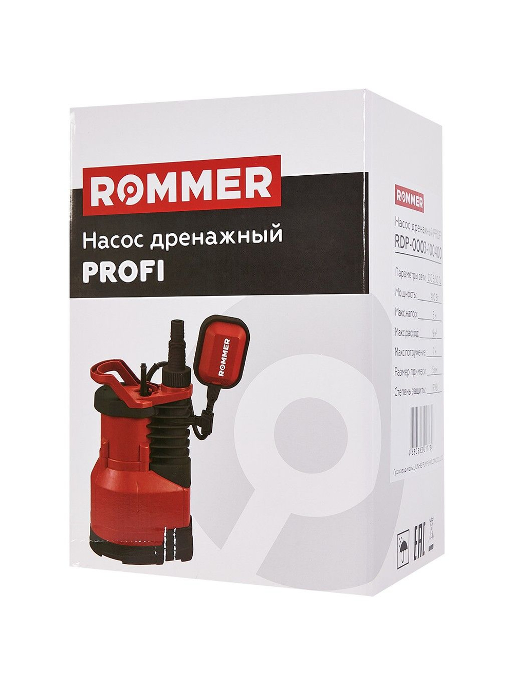 Насос дренажный, кабель 10 м, 400 Вт, для чистой воды Rommer Profi (RDP-0003-100400)