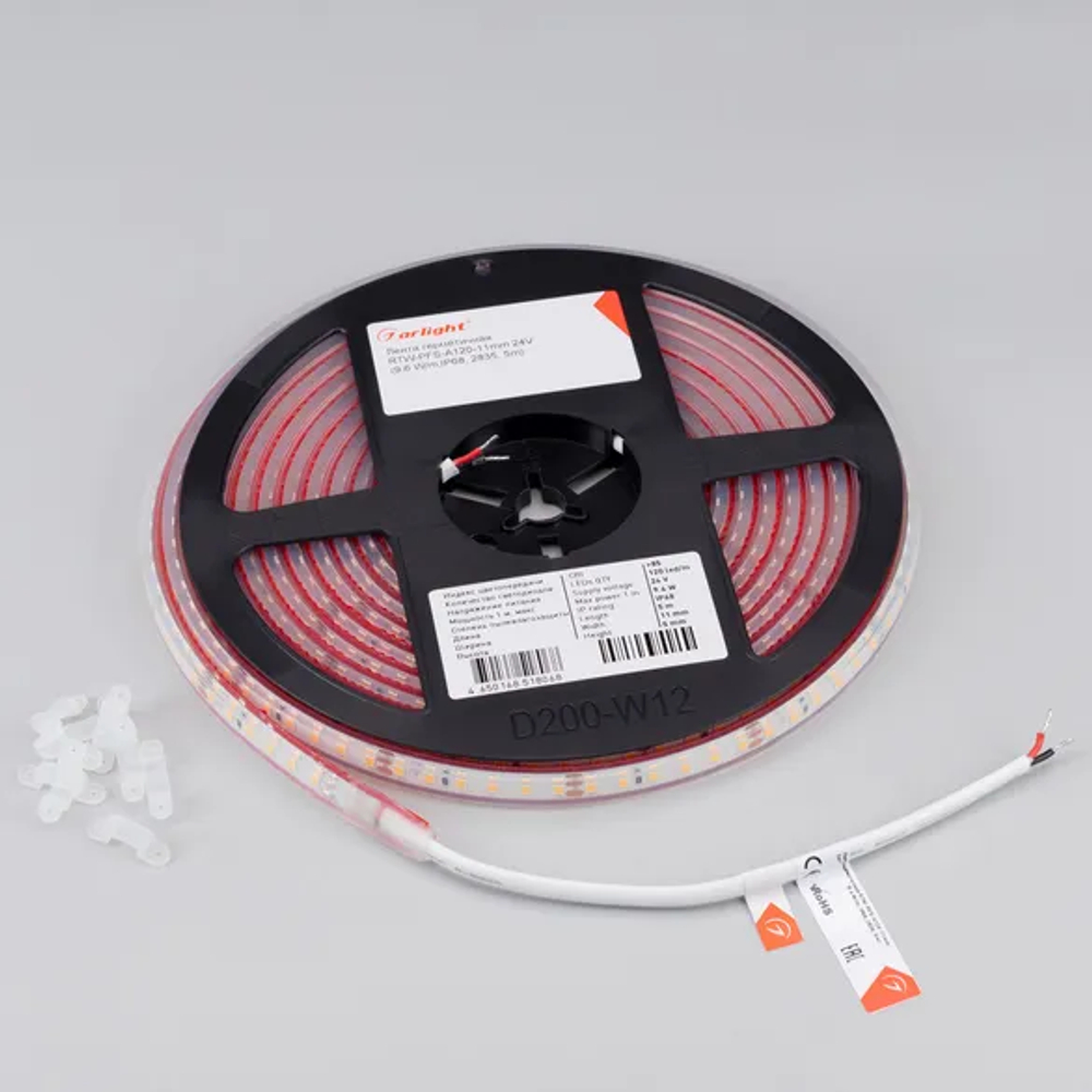 Светодиодная лента герметичная RTW-PFS-A120-11mm 24V Day4000 (9.6 W/m, IP68, 2835, 5m) (Arlight, -) 033785