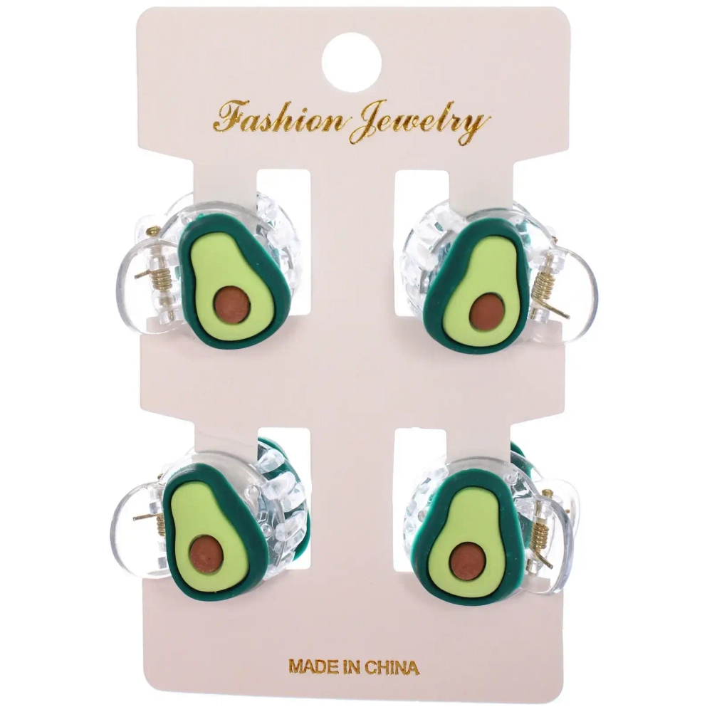 Заколки - крабики для волос детские 4шт «ЗЕФИР», авокадики, 2см●