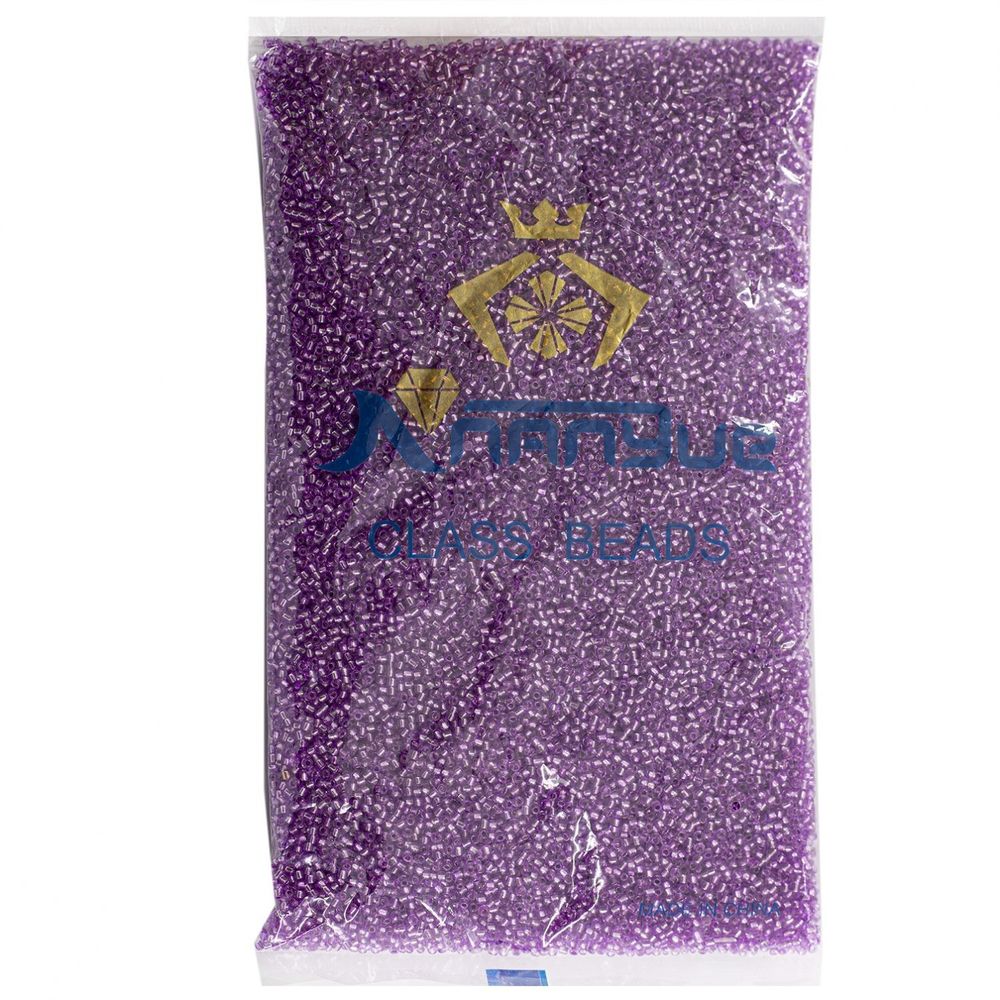 Бисер Alingar размер №12 вес 450 гр., сиреневый прозрачный, внутреннее серебрение, пакет