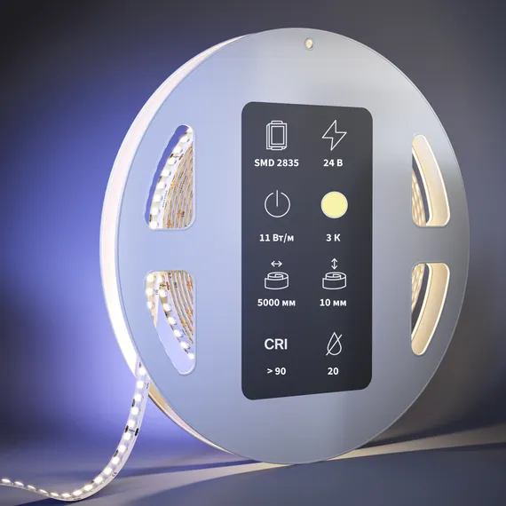 Светодиодная лента Ультра 24В 2835 11Вт/м 3000К 5м IP 20 201049 Led Strip 201049
