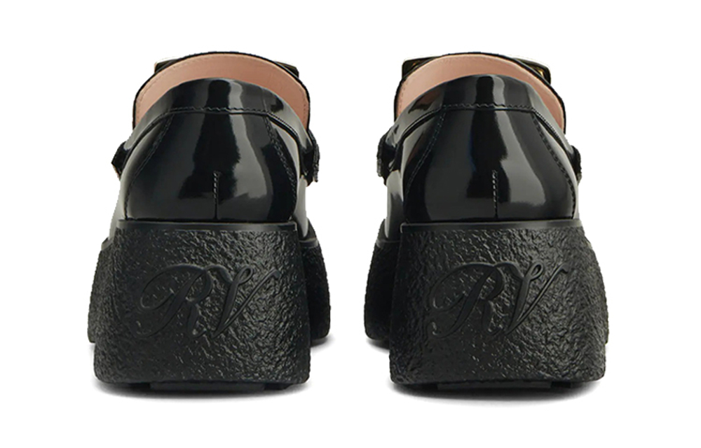 Roger Vivier Viv" Rangers Patent Leather Loafers Women"s Black