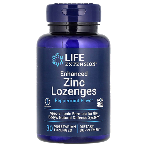 Life Extension, леденцы с улучшенным содержанием цинка, со вкусом перечной мяты, 30 вегетарианских леденцов (18,75 мг в 1 леденце)