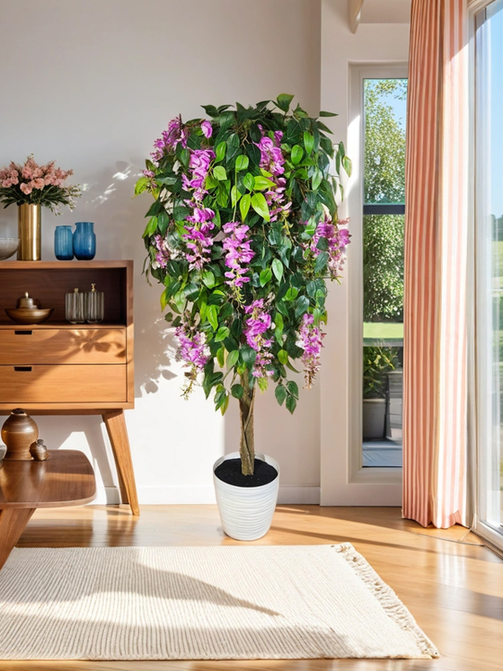 Искусственное дерево Глициния лиловая 130 см в кашпо
