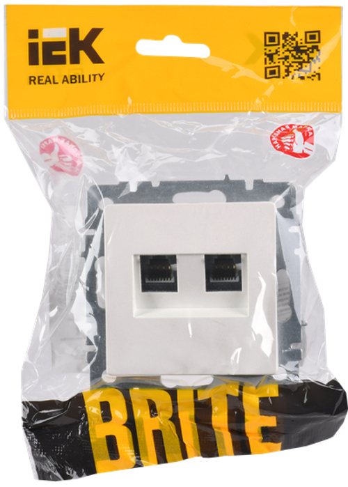 BRITE Розетка двойная RJ11+RJ45 кат.5E РК/Т12-БрЖ жемчуг IEK