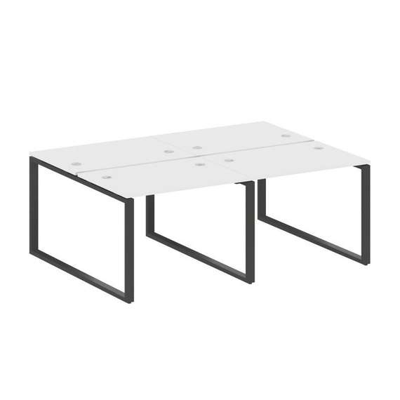 Metal System Рабочая станция на 4 места на О-образном м/к БО.СМ-4.1 Белый/Металл Антрацит 2000*1475*