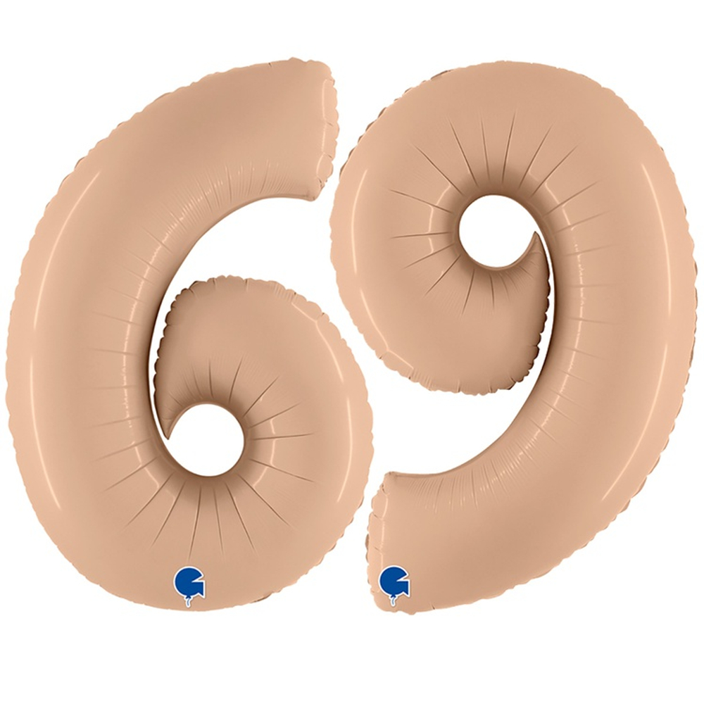 Шар фольгированный Цифра 9 101 см (Бежевый)