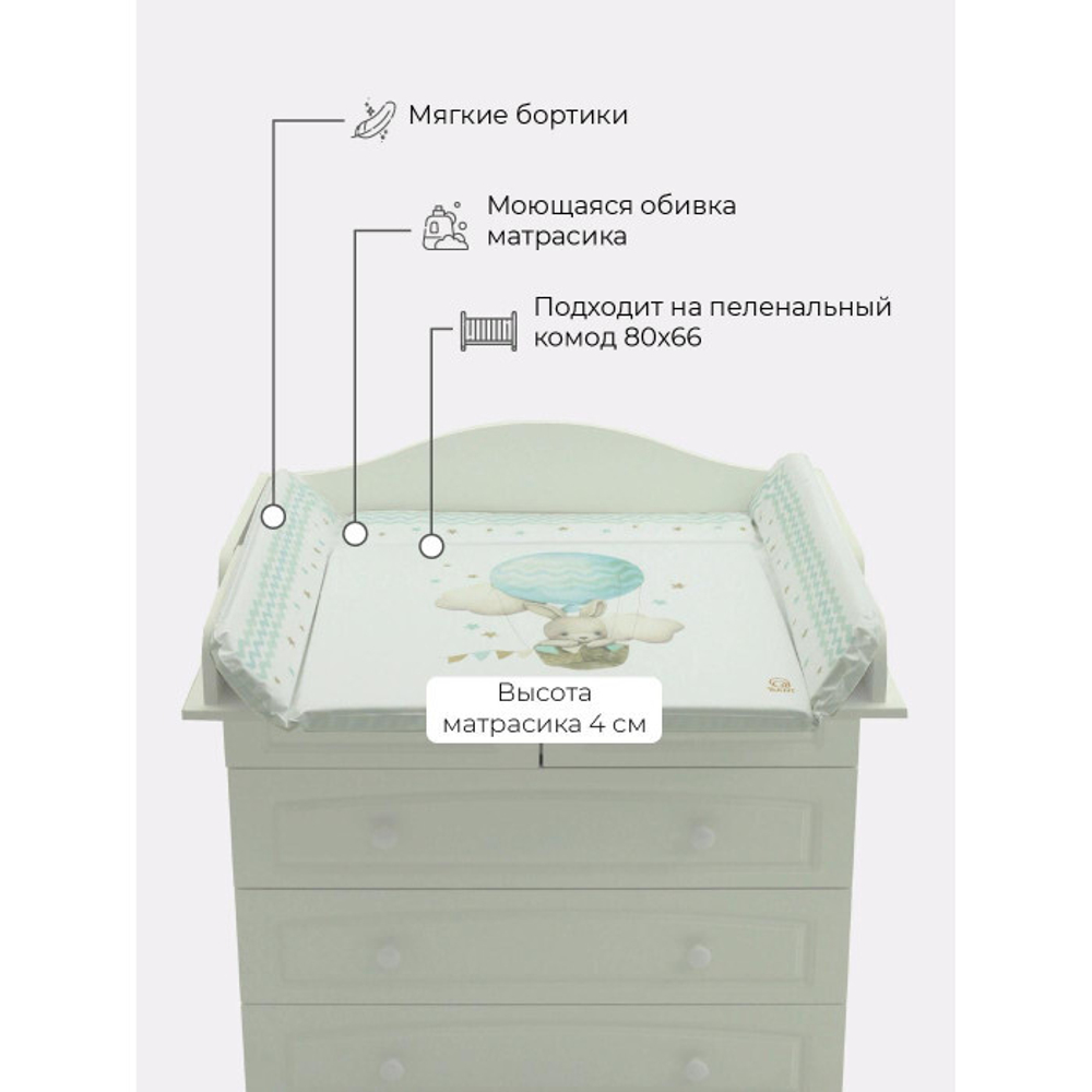 Пеленальный матрасик №1 Топотушки "Зайка путешественник" (92х73 см.)