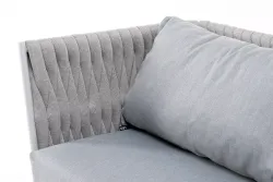 "Монако" диван 2-местный плетеный из роупа, каркас алюминий светло-серый (RAL7035) шагрень, роуп светло-серый 40 мм, ткань светло-серая